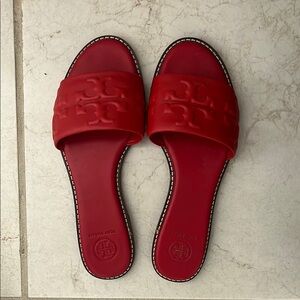 Tory Burch Red Slide Sandals